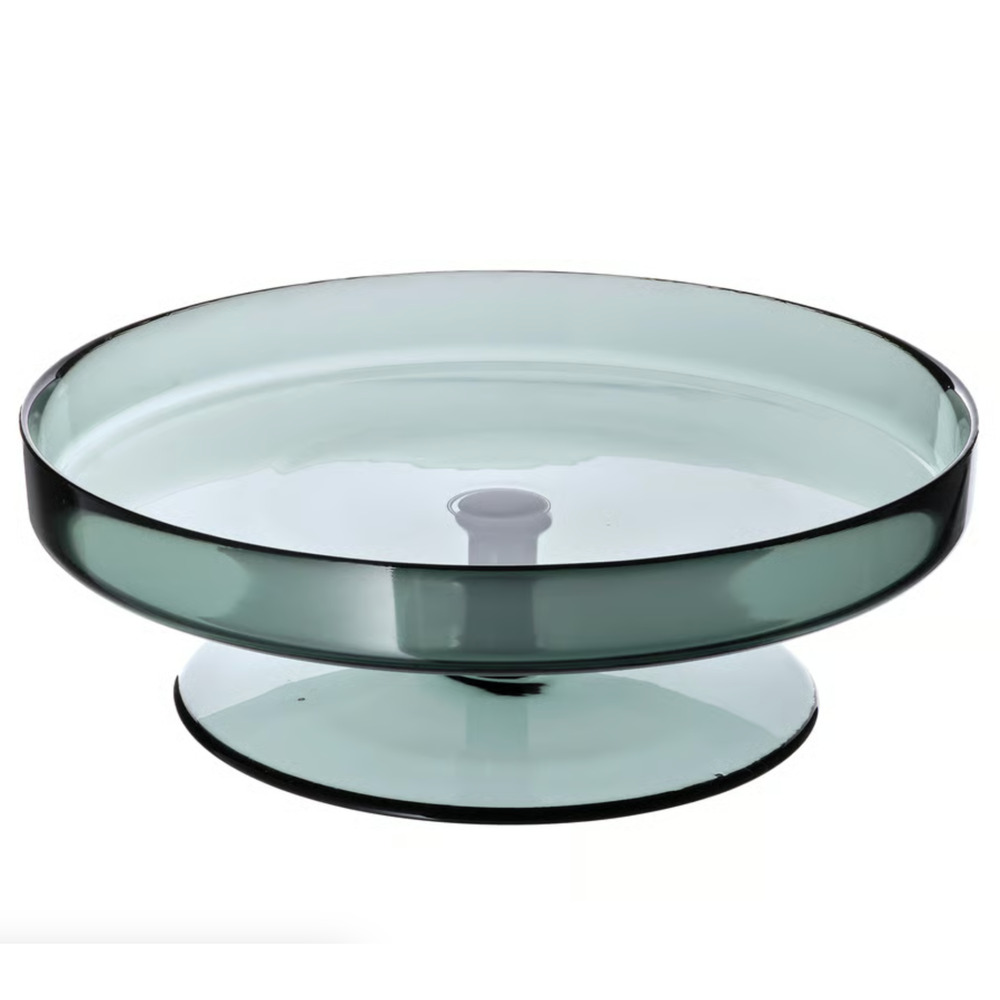 IKEA OMBONAD Serving Plate, Glass Gray, 11" (305.046.69) NEW
